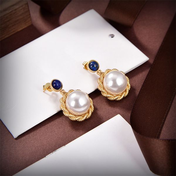 Orecchini moda donna Orecchini a bottone Lettere classiche Orecchino di perle con diamanti dorati Designer di marca di lusso Gioielli di alta qualità Sette stili
