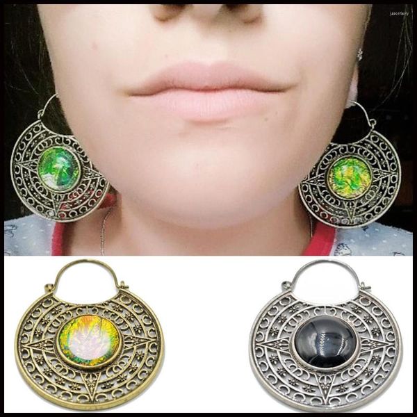 Orecchini pendenti BOG-Coppia in ottone massiccio Isis Design con chiusura con opale sintetico Pesi dell'orecchio Orecchino ad anello Gauge Expander Body Piercing Jewelry