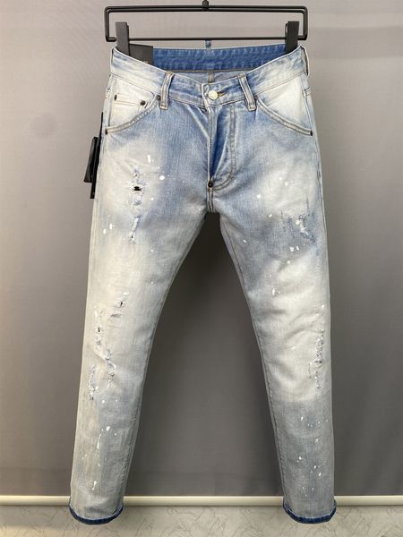 New Men Jeans Hole Light Blue Dark grey Italia Marca Uomo Pantaloni lunghi Pantaloni Streetwear denim Skinny Slim Straight Biker Jean per D Taglia superiore 9876 28-38