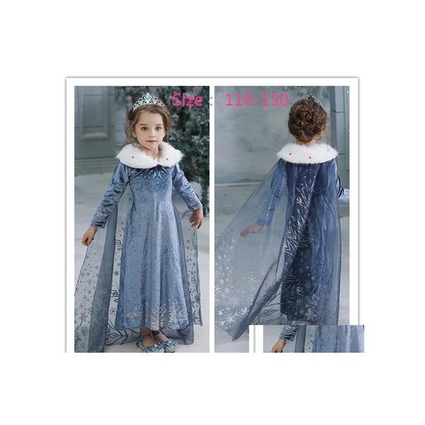 Vestidos de menina meninas de beb￪ vestido de inverno crian￧as congeladas princesas festas de festa de halloween roupas de cosplay mdt 001 entrega de gota dhnpo