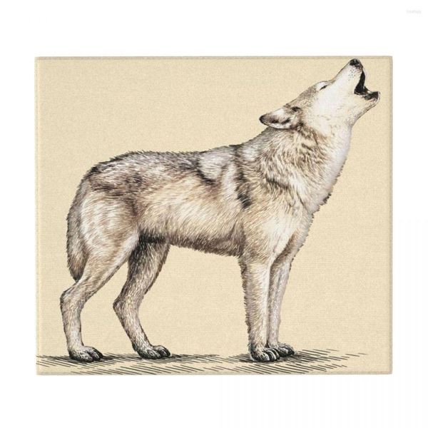 Tovagliette Tappetino per asciugare i piatti Tampone di scarico Howling Wolf Illustrazione Filtro dell'acqua Cucina Resistente al calore Protezione