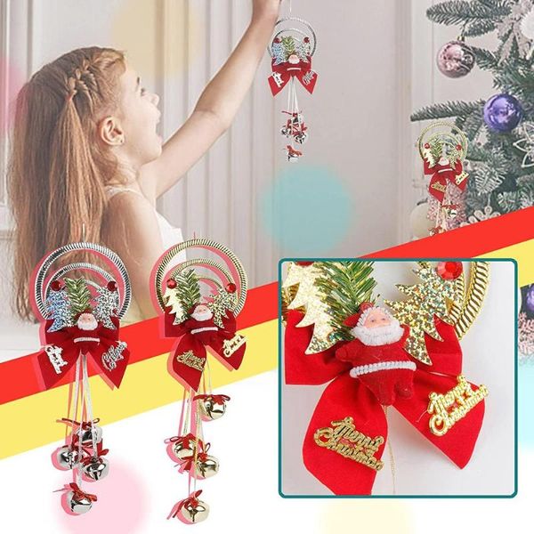 Noel dekorasyonları plastik kolye, aksesuarlar üç halkalı demir çapraz çan ip kaplı askı dayanıklı ağaç süsleri
