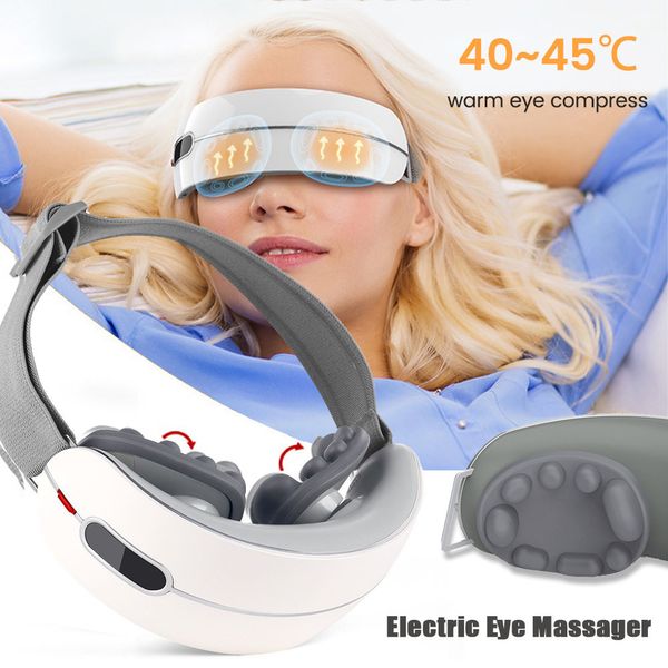 Eye Massager Electric Smart Vibration Therapy Occhiali Maschere per dormire con Compress Bluetooth Fatigue Pouch Rughe 221208