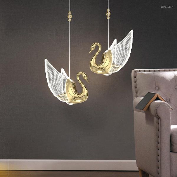 Kolye lambaları swan led pandent ışık kapalı nordic aydınlatma ev oturma odası dekorasyon yemek masaları ışıklar başucu yatak odası asılı