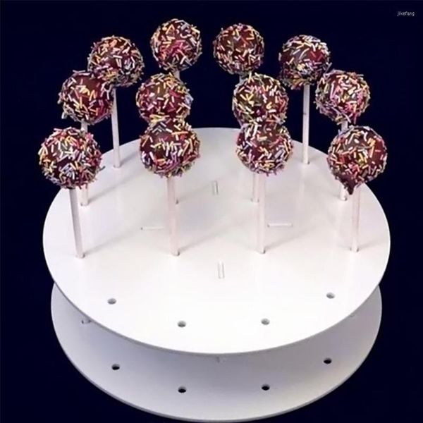 Bakeware Tools Behogar Akrilik Düğün Töreni Doğum Günü Yuvarlak 16hole Lolly Lollipop Lolly- Candy Cupcake Kek Stand Tutucu