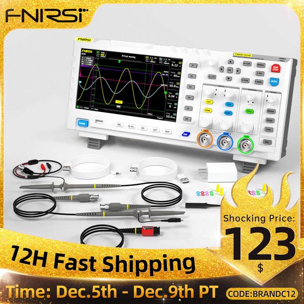 Цифровой осциллограф FNIRSI 1014D 2 в 1, двухканальный генератор входных сигналов, 100 МГц, 2 аналоговых канала, полоса пропускания, частота дискретизации 1 Гвыб/с