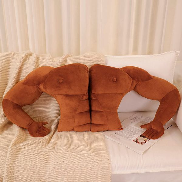 Big Brown Muscle Man Peluche Farcito Morbido Fidanzato Braccio Cuscino Bambola Divertente Regali Kawaii Per La Decorazione Del Letto Della Stanza Delle Amiche