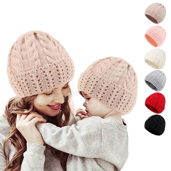 Famliy Cappello abbinato Madre Bambino Bambino Bambino Caldo Inverno Berretto lavorato a maglia Berretto all'uncinetto Morbido autunno Berretto casual all'aperto