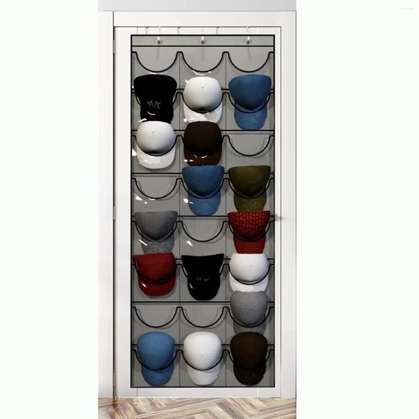 Ganci per armadio, portaoggetti per cappelli, portaoggetti, 24 tasche trasparenti, sistema di ganci, porta portaoggetti, supporto per cappello da baseball