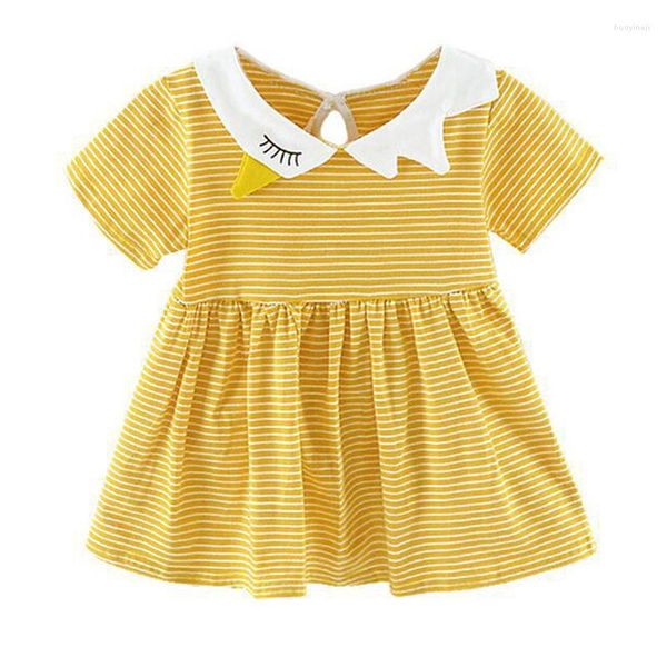 Mädchen Kleider Sommer Geboren Baby Mädchen Casual Streifen Kleid T-shirt Kleidung Leinen Und Baumwolle Kinder Prinzessin Für Infant Vestido 0-24M