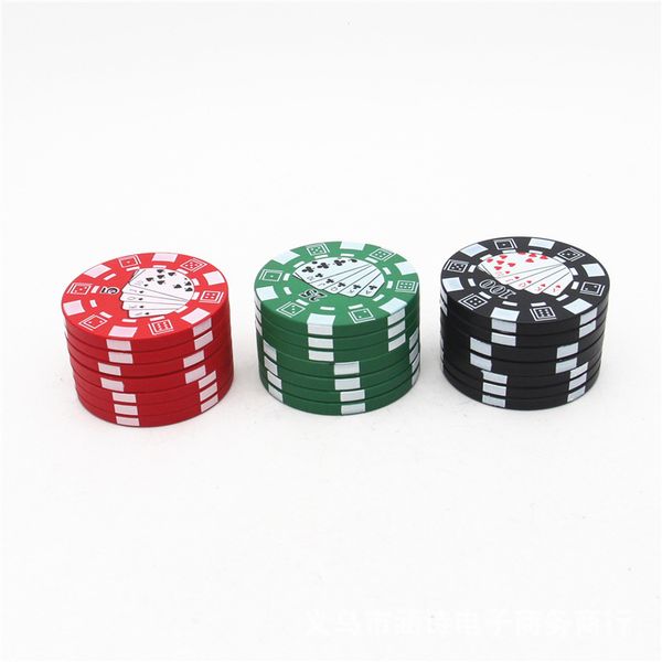 40X26mm Herb Grinder nuova macchina per fumare sigaretta in stile poker chip 3 strati smerigliatrice manuale in plastica accessorio per fumo frantoio per tabacco