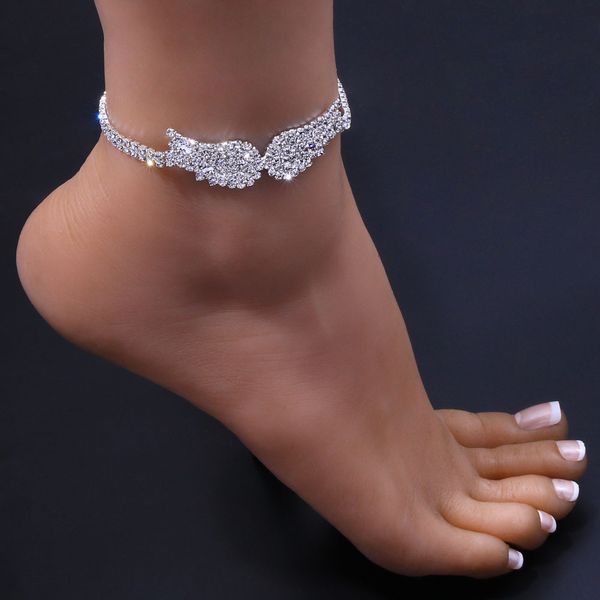 Festliche Strass-Engelsflügel-Ketten, Strasssteine, sexy böhmische Strand-Fußkette, Nachtclub-Kette, im gleichen Stil, Damenschmuck