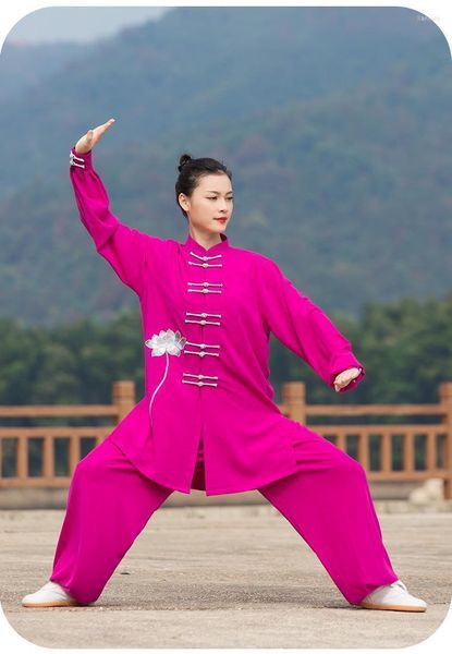 Ethnische Kleidung, Rosenrot, lockerer Kongfu-Chiese-traditioneller Anzug für Damen