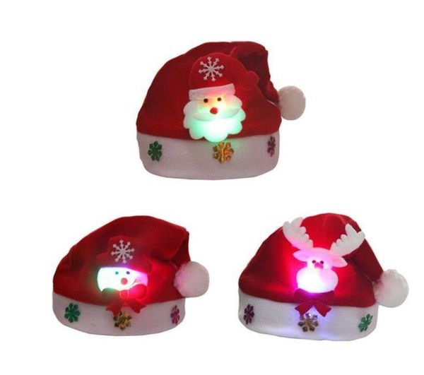Рождественские шляпы с Рождеством для взрослого ребенка светодиодная кепка Санта -Клаус снеговик Лелк Детский шляпа Рождественский подарок SN221
