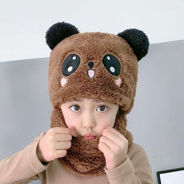 Cappelli Cartone animato Sciarpa di peluche Set di cappelli per ragazze Ragazzi Addensare Cap Born Baby Stuff Winter Children Plus Fleece Kids Caps