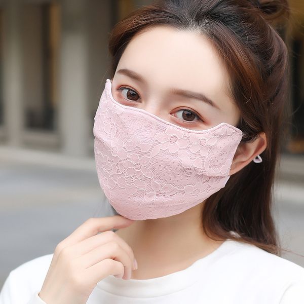 maschera facciale trasparente Angolo di protezione degli occhi in inverno semplice e d'atmosfera, confortevole, traspirante e calda, maschera alla moda con motivo a doppio strato in pizzo