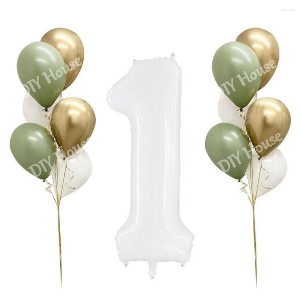 Party Dekoration 13 stücke Avocado Grün Metall Gold Ballon Set mit 40 zoll Weiß Figur Für Geburtstag Hochzeit DIY liefert