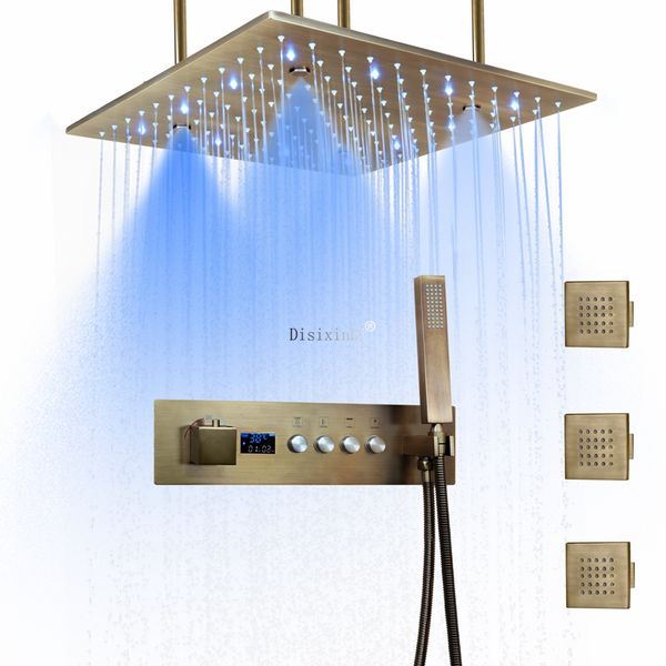 Bathroo di lusso 40X40CM Soffione doccia a pioggia colorata a pioggia LED con nebulizzazione a pioggia con funzione di display digitale