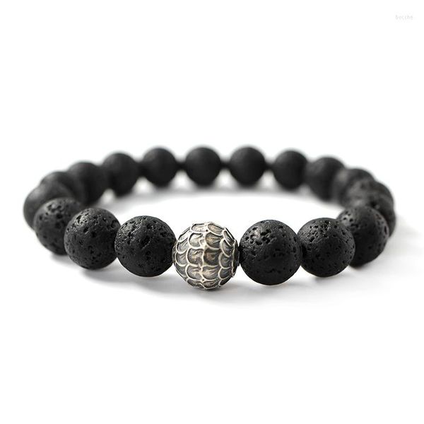 Strand Lava Stone Charm Bracelet Dragon Scales Men Moda Moda Lucky Rock espiritual Vintage Rústico Saúde Judlyry