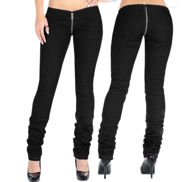 Женские брюки Осень узкие джинсы с прямой ногой на открытом воздухе секс с низкой талией.
