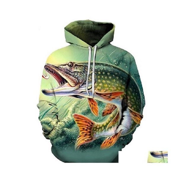 Moletons masculinos moletons 3D peixes tropicais engra￧ados para pescador de pescadores homens mulheres de manga longa com capuz de capuz de capuz Hip Hop jac dh705