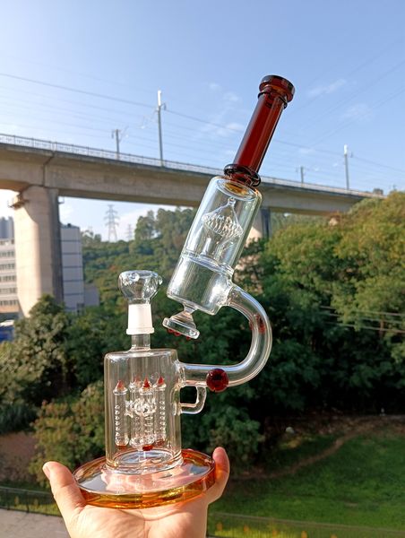 Микроскоп Percolator Glass Bong Кальян с четырехдранной ракетой 14 -дюймовой масляной установки для курения