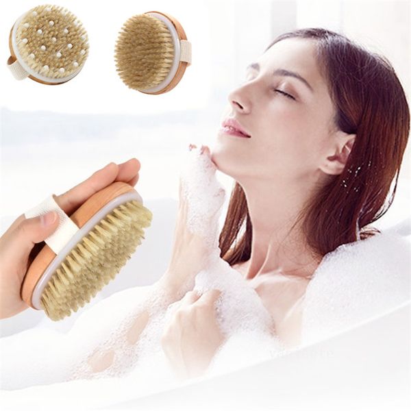 Home Spazzole da bagno per esfoliazione in crine di cavallo naturale senza manico Spazzola per doccia da bagno per pelle secca Massaggio SPA Spazzole per docce in legnoLT207