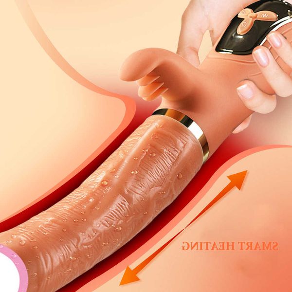 Massaggiatore per tutto il corpo Vibratore Dildo realistico Macchina per l'amore per le donne Telescopico riscaldato Adulti Giocattoli sessuali Massaggiatore Masturbatore femminile morbido C13X