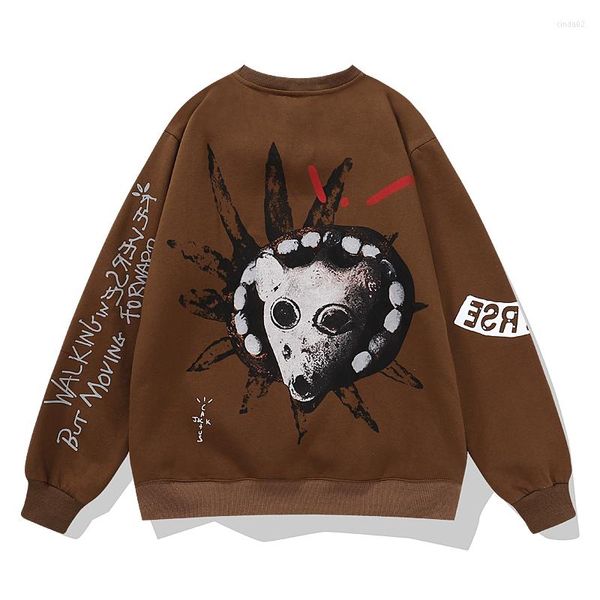 Felpe con cappuccio da uomo Pullover Felpa con cappuccio Retro Lettera Graffiti Girocollo Felpe in pile per uomo Autunno e inverno Streetwear Oversize Unisex