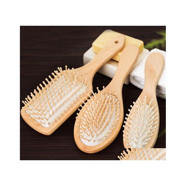 Favore di partito Pettine in legno Cuscino professionale per paddle sano Perdita di capelli Spazzola per capelli Spazzola per capelli Cura del cuoio capelluto Healthybamboo Combs Sn4440 Dr Dhpkh