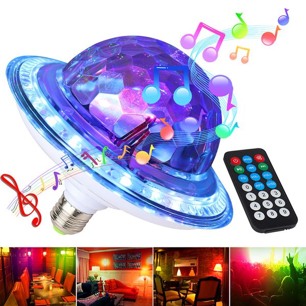 RGB E27 LED-Effektlicht UFO Wireless Crystal Magic Ball LED-Birne Smart Audio-Lautsprecher Musik spielt Fernbedienung für Weihnachtsfeier Home Club