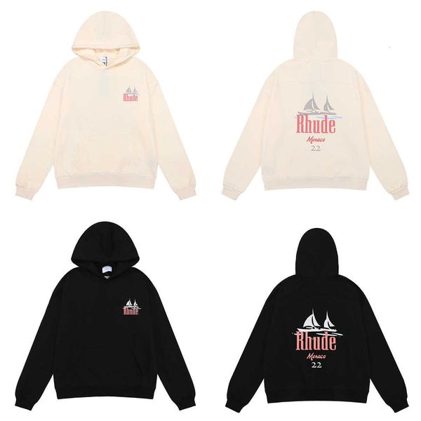 Herrenbekleidung Herbst und Winter 2022 Neue kleine beliebte Mode Rhude Sailing Print Baumwolle Terry Paar Hoodie Sweatshirt