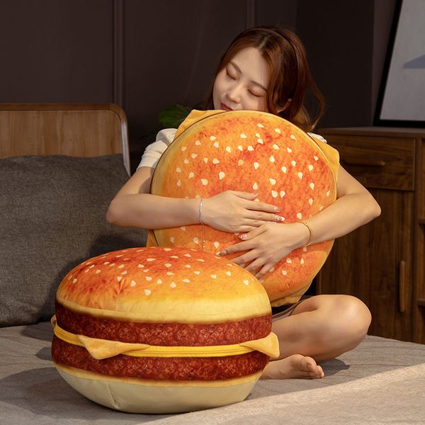 Disciondecorative Pillow 3D Print Dog Burger фаршированный Жизненный салат ветчины гамбургский стул штриховой кровать спящий подушка для талии подушка 221208