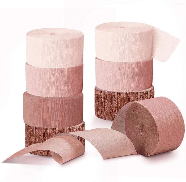 Decorazione per feste 4 rotoli di stelle filanti in carta crespa rosa oro rosa per addio al nubilato, compleanno, addio al nubilato