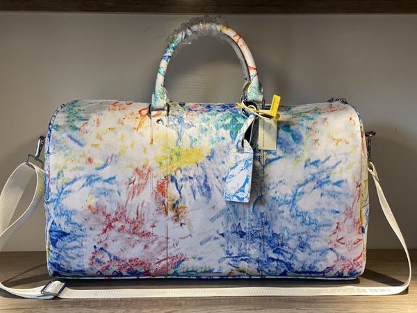 Luxurys Designer Gradient Renk Duffel Çantalar Tasarım Deri çanta suluboya oluşturma mektubu Erkekler Kadınlar Büyük Kapasite Seyahat Çantaları Yolculuk Yatılı Omuz Çantası