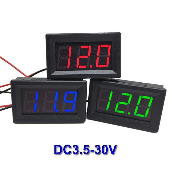 DC 3.5-30V Digital Car Voltímetro Automotivo Medidor de tensão vermelho/azul/verde12V 24V Motocicleta LED Testador de exibição de LED