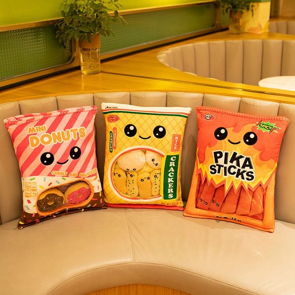Плюшевая сумка пудинг игрушки Kawaii Bag Bag Mini Puffe Balls Fress Fries Cookies Cookies Куклы бисквит -закуски для пищевых подушек для детей