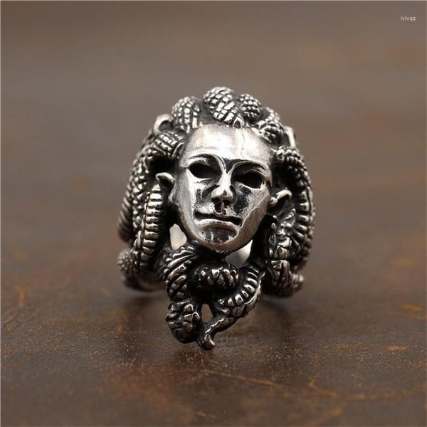 Anelli a grappolo National Standard S925 Sterling Silver Thai Retro Mitologia greca Snake Beauty Locomotiva Knight Face Index Finger Ring