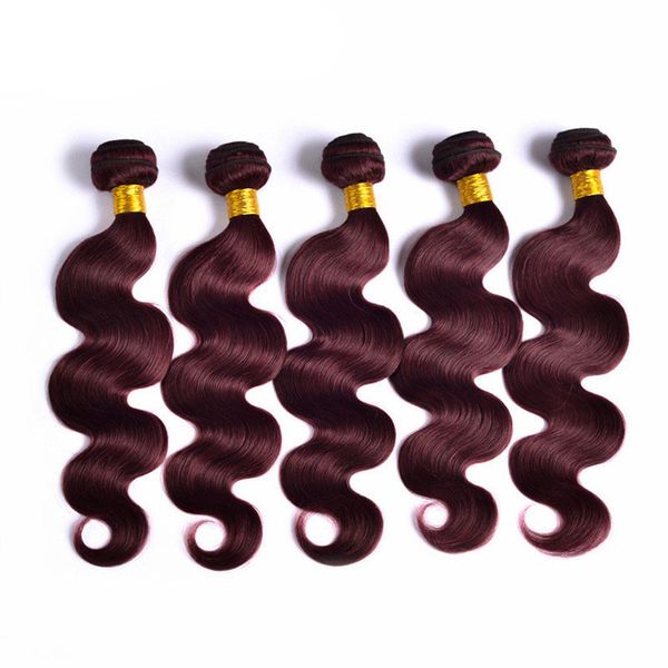плетение пучков 99j малайзийские индийские перуанские девственные волосы темно-красного цвета пучок человеческих волос бразильские объемные волнистые волосы
