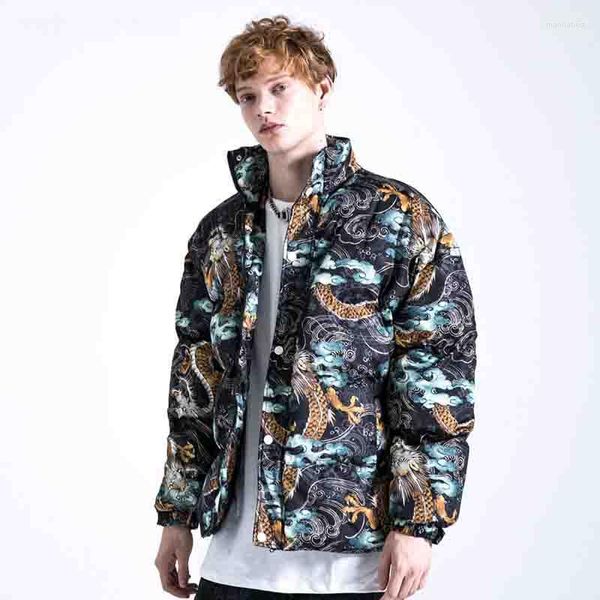 Herren Daunenjacke aus chinesischer bedruckter Baumwolle, High Street, lockeres Brot und Damenjacken, Hip-Hop-Modemarke