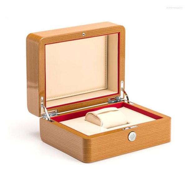 Caixas de relógio de madeira maciça caixa de alta qualidade cinzas de grande marca boutique embalagem exibição de presente de embalagem