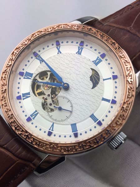 Orologio da donna di lusso leggero e alla moda, orologio impermeabile con quadrante multifunzione automatico meccanico cavo