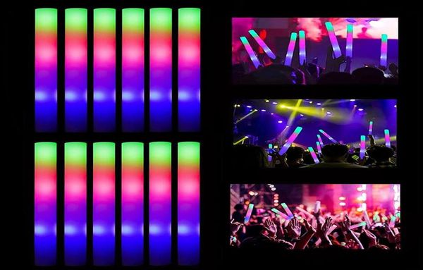 Decoração de festa 12153060pcs Cheer Tube Stick Sticks Dark Light para espuma de casamento colorida em massa RGB LED GLOWPARTY4174316