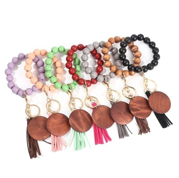 Pulseira de miçangas elásticas de madeira personalizada Favor de lascas de madeira Tansel Kichain Pulsel multicolor pulseira judeu para mulheres por atacado