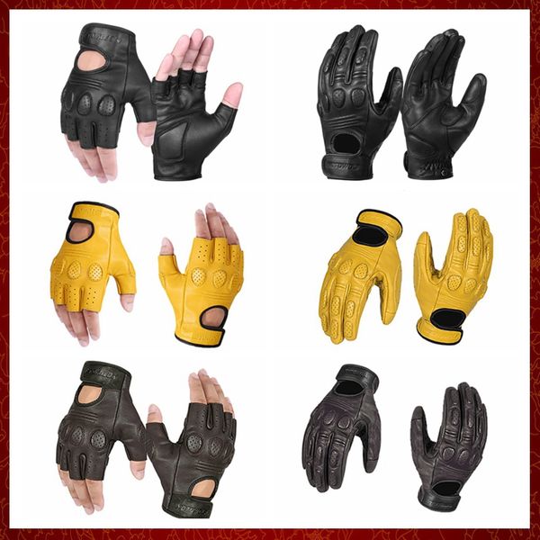 ST872 Guanti Moto InvernoEstate Motocross Equipaggiamento Protettivo Guanti Touch Screen Guanti Vera Pelle di Pecora Guanto Mezze Dita per Auto da Bici