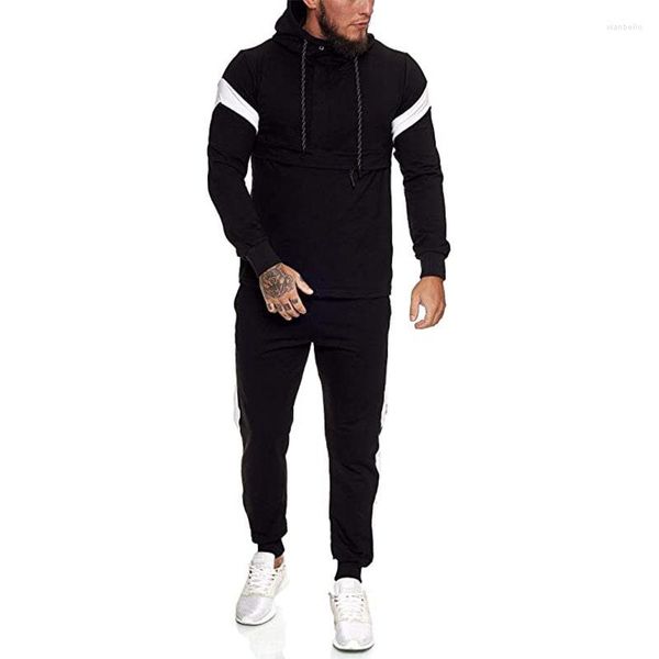 Men's Tracksuits Men's Casual Calça de duas peças Moda Sportswear Stitching Suit M --3xl