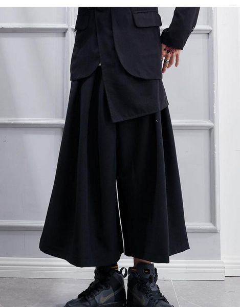 Pantaloni da uomo Casual da uomo Dipartimento scuro Vita alta Dimagrante Irregolare Grande giapponese Allentato Gamba larga Uomo alla moda