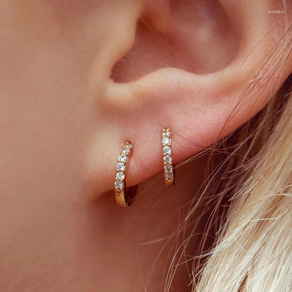 Ohrstecker, 1 Paar, Gold-/Roségoldfarben, Strass, kleiner kleiner Ohrring, eng anliegender Piercing-Knorpel, Daith Conch Rook Ear