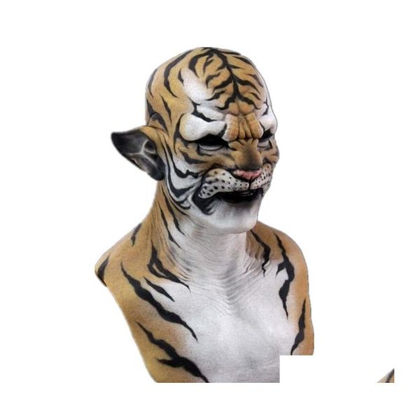 M￡scaras de festa m￡scara de animal de tigre assustador Halloween Carnival Night Club Masquerade Capfeta Classic Performance Cosplay Costume P HomeFavor Dhisk