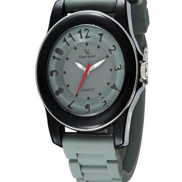 2019 Novo V6 Casual Quartz Men Watches Sport mais colorido Wristwatch DropShip Silicone Clock Horas Vestido de Vestido198D